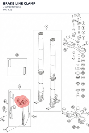 Diagram preview: BRAKE LINE CLAMP (76901085000EB)