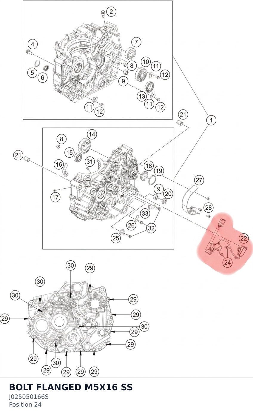 Diagram preview: BOLT FLANGED M5X16 SS (J025050166S)