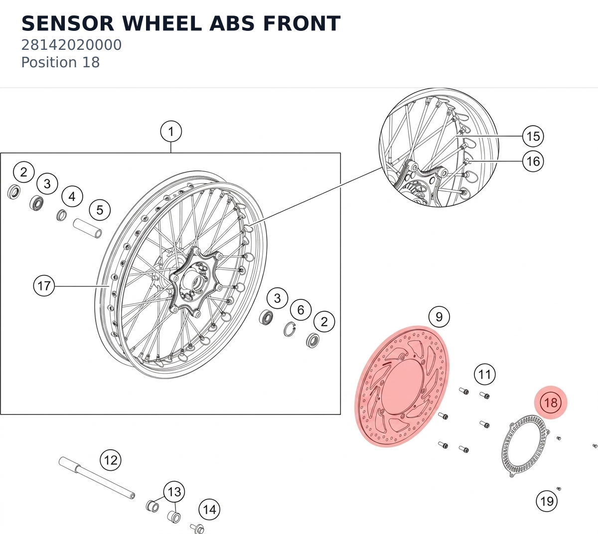 Diagram preview: SENSOR WHEEL ABS FRONT (28142020000)
