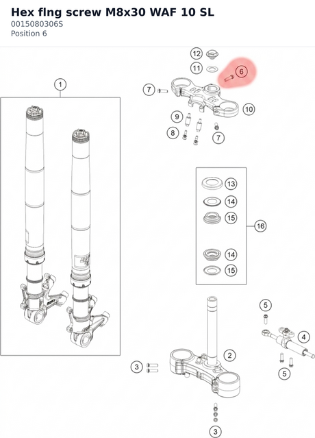 Diagram preview: Hex flng screw M8x30 WAF 10 SL (0015080306S)