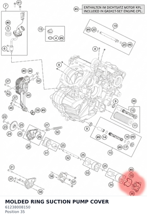 Diagram preview: MOLDED RING SUCTION PUMP COVER (61238008150)