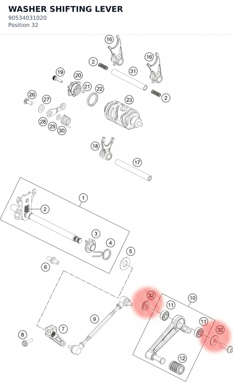 Diagram preview: WASHER SHIFTING LEVER (90534031020)