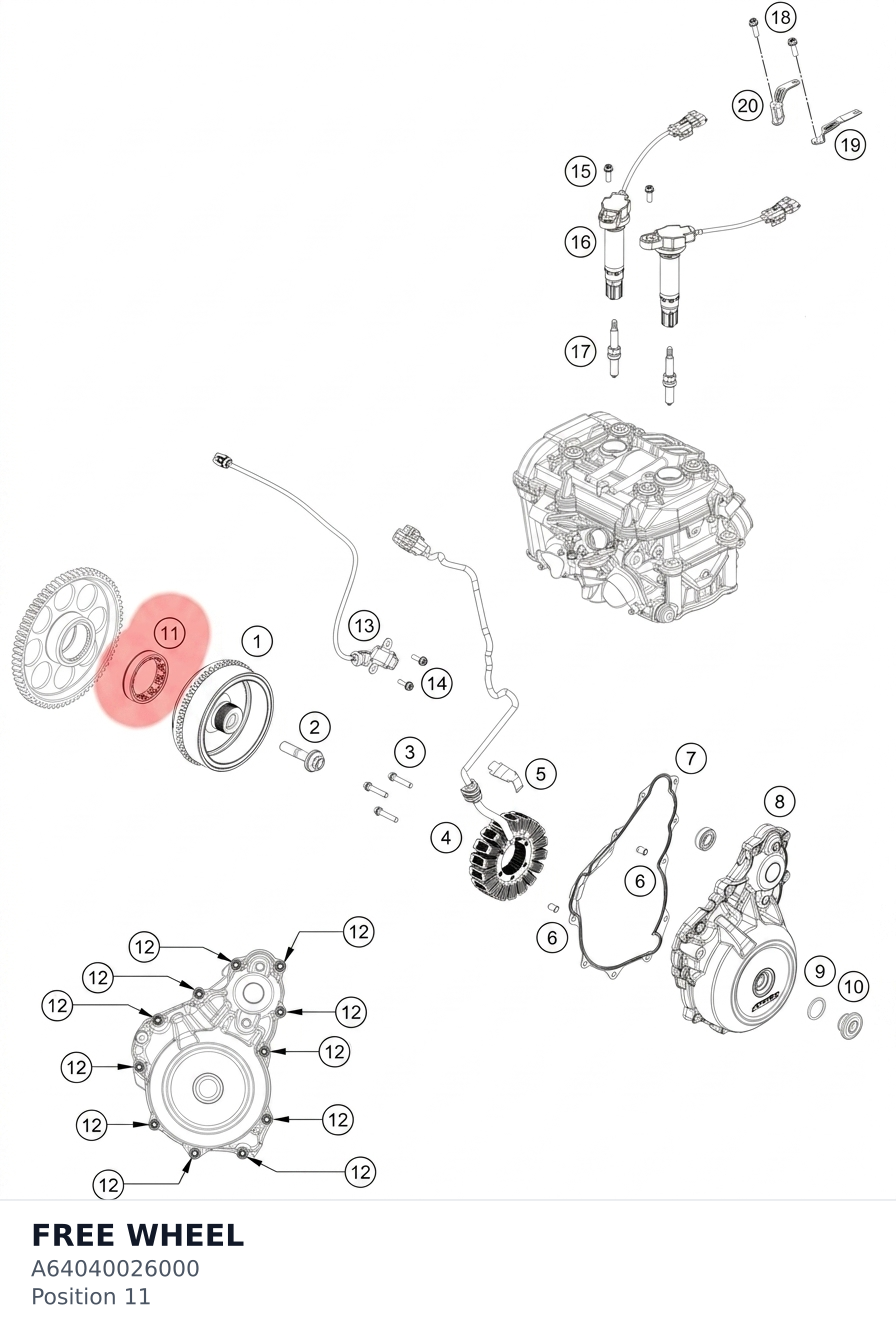 Diagram preview: FREE WHEEL (A64040026000)