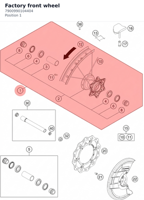 Diagram preview: Factory front wheel (7900990104404)