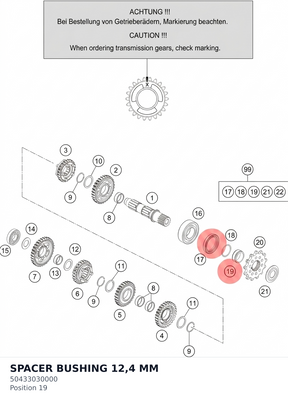 Diagram preview: SPACER BUSHING 12,4 MM (50433030000)