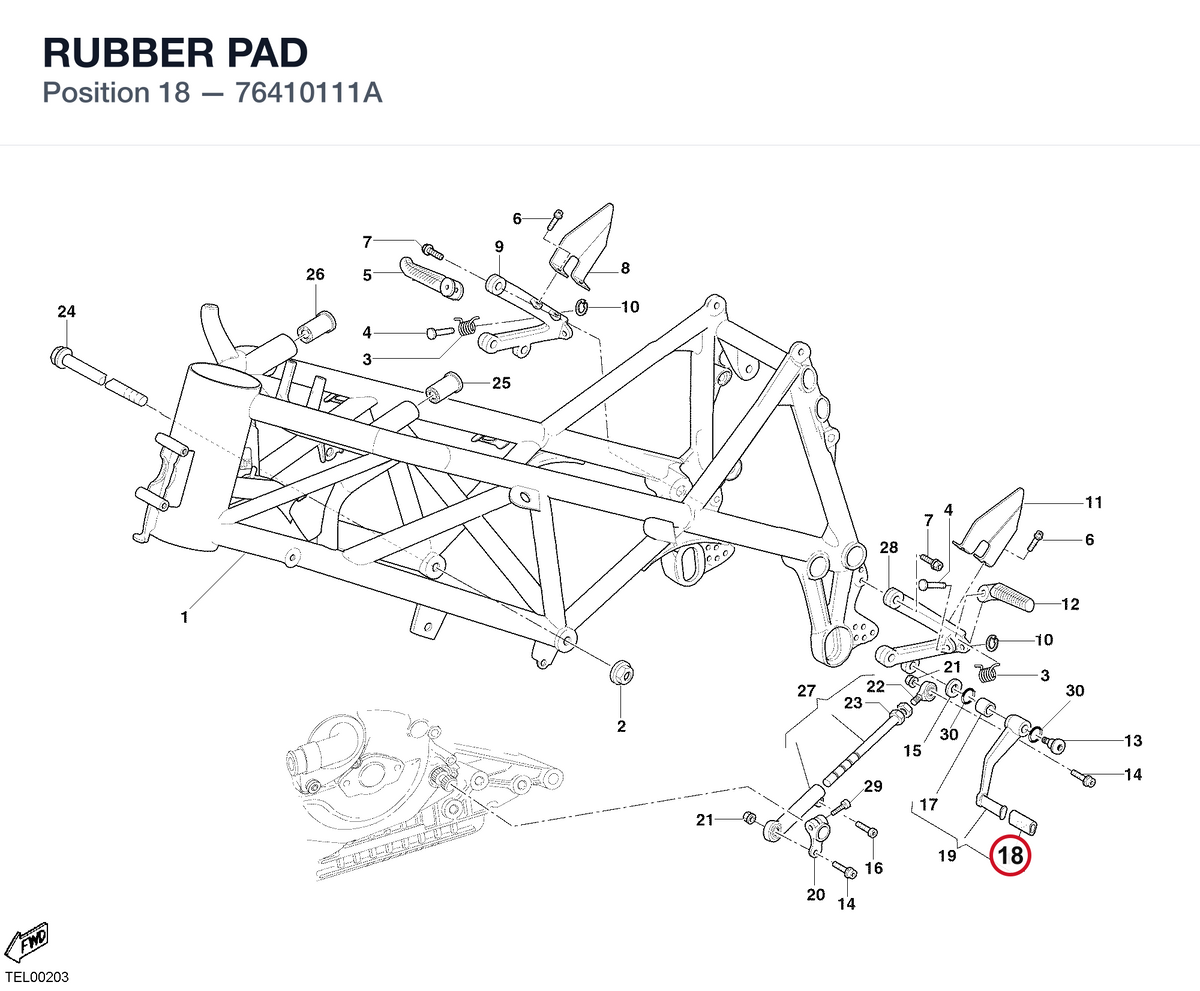 RUBBER PAD 76410111A diagram position