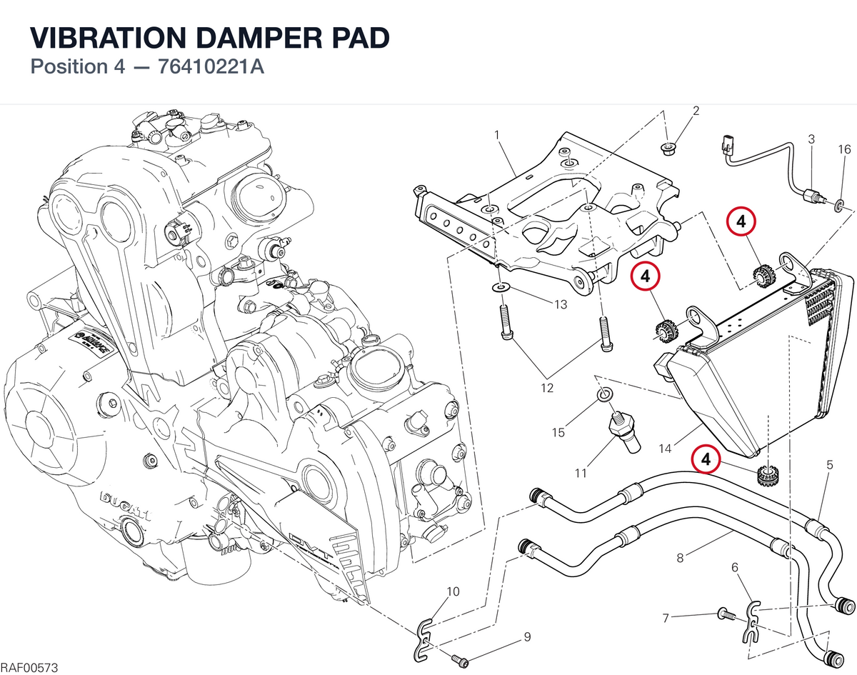 VIBRATION DAMPER PAD 76410221A diagram position