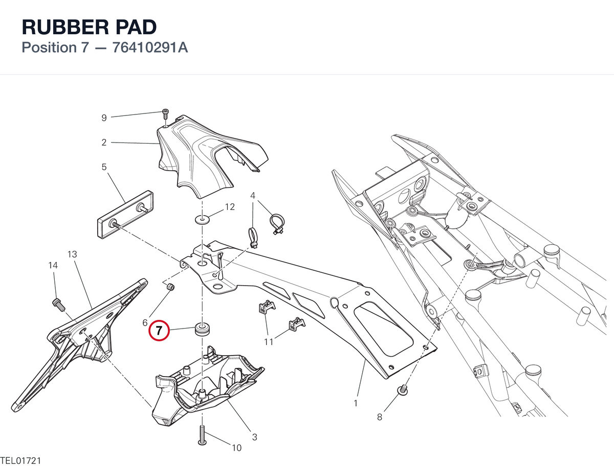 RUBBER PAD 76410291A diagram position