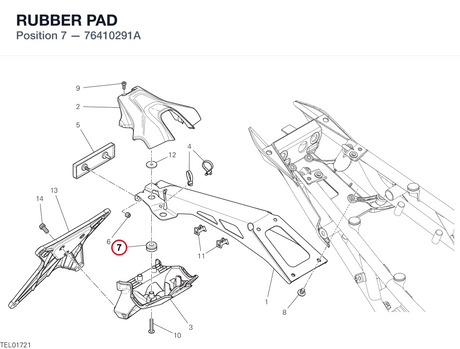 RUBBER PAD 76410291A diagram position