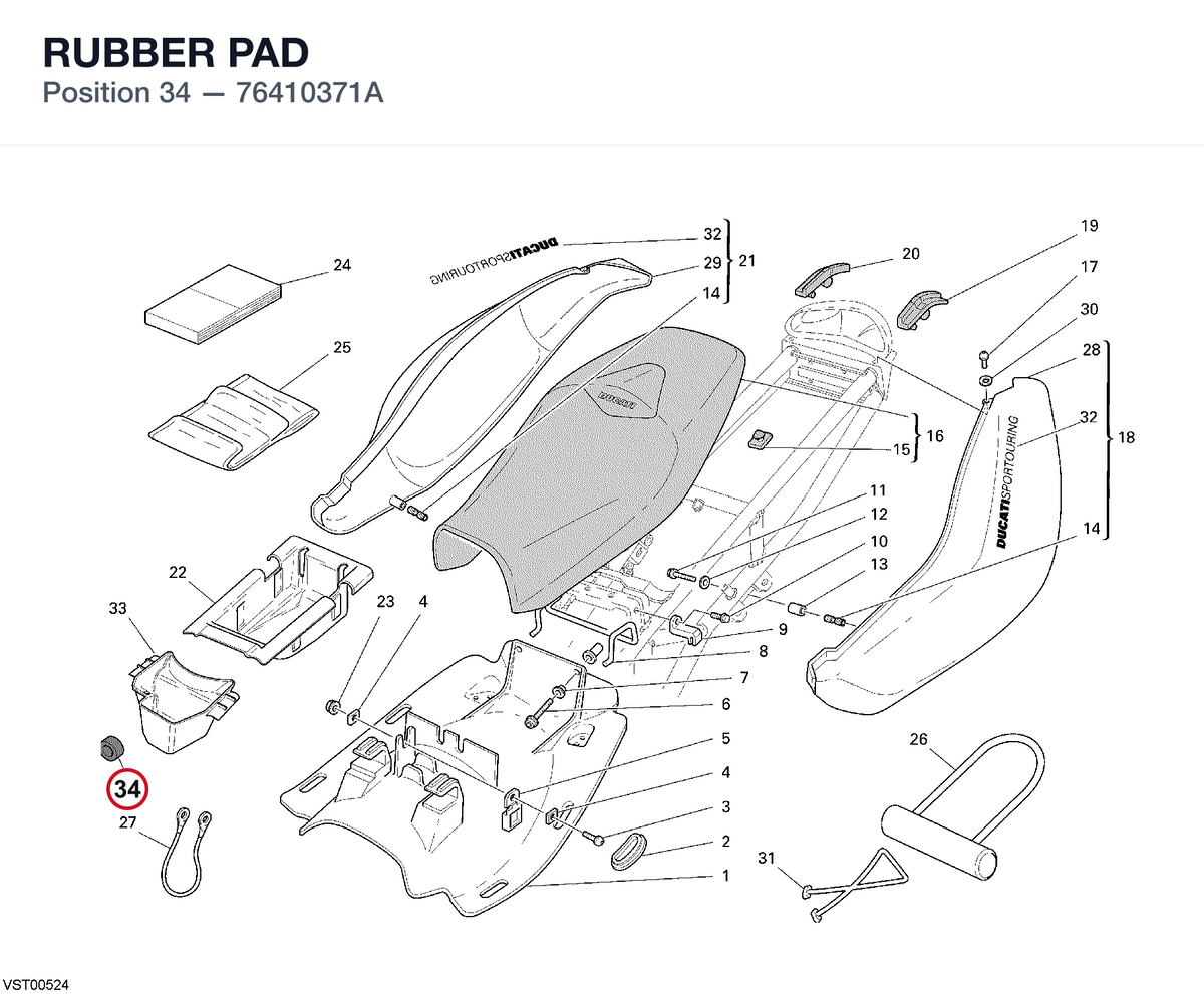 RUBBER PAD 76410371A diagram position