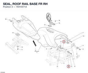 SEAL, ROOF RAIL BASE FR RH 76410571A diagram position