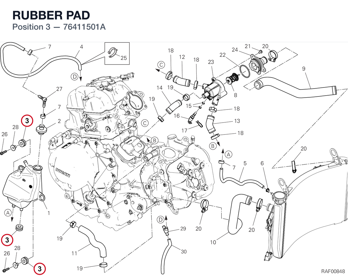 RUBBER PAD 76411501A diagram position