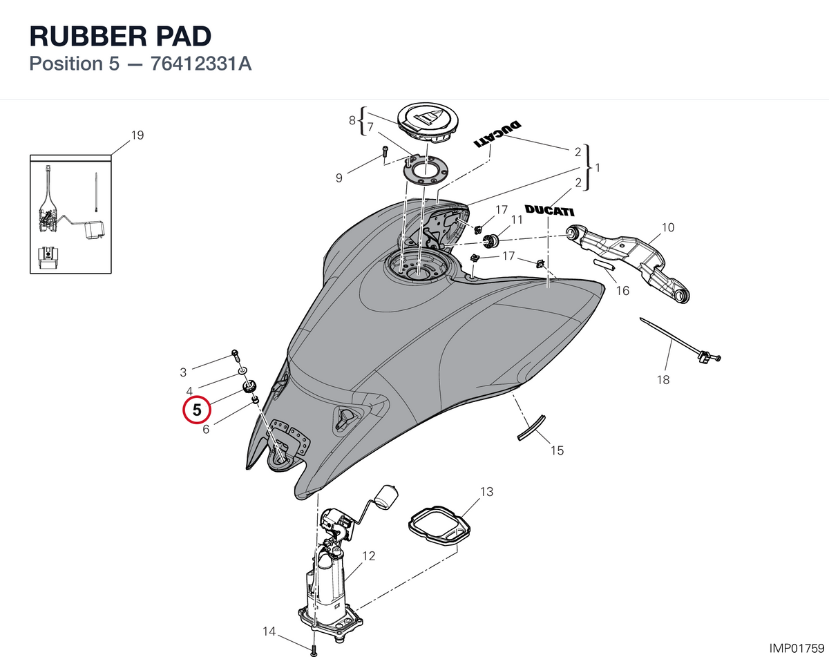 RUBBER PAD 76412331A diagram position
