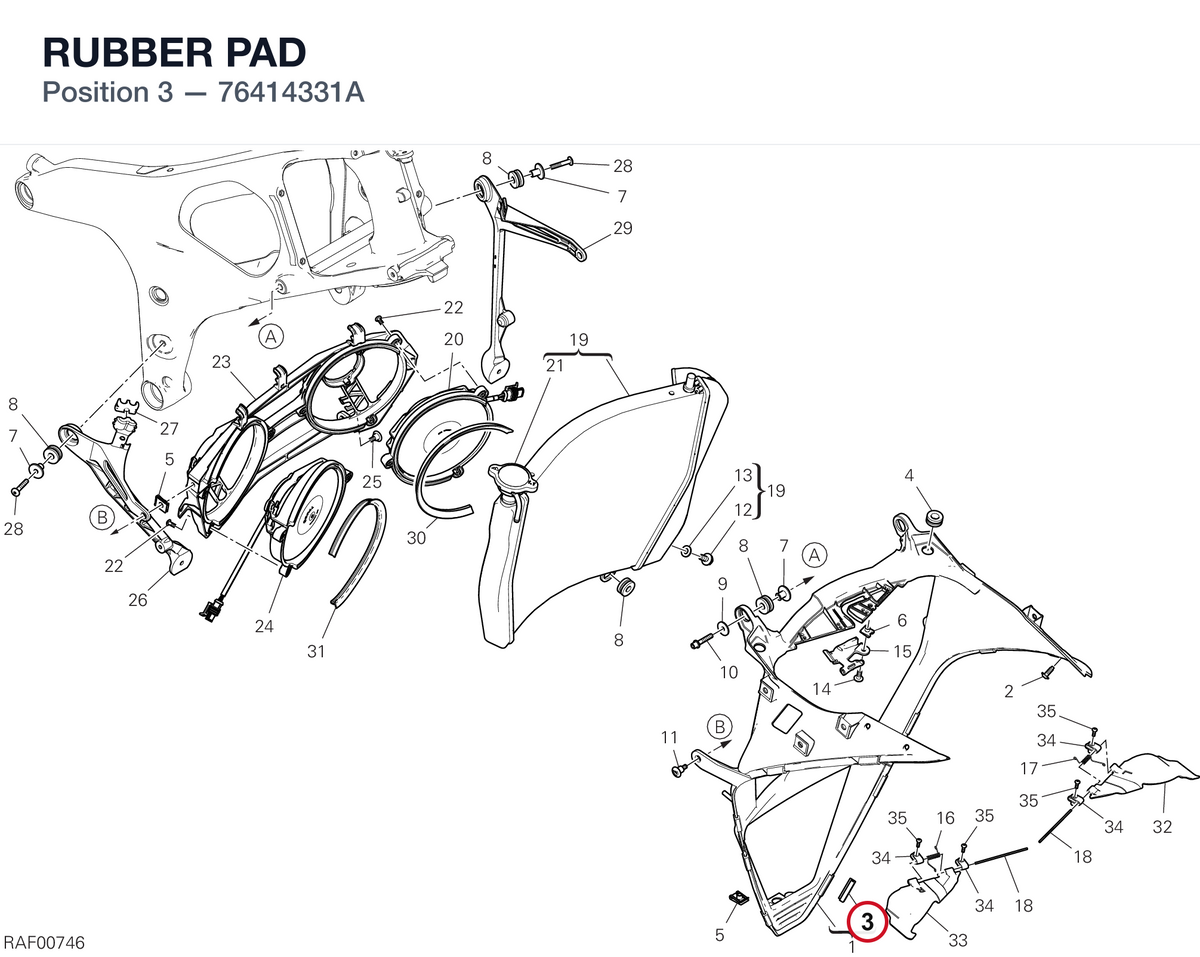 RUBBER PAD 76414331A diagram position