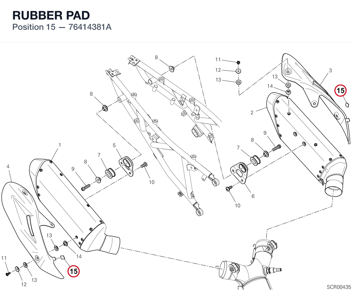 RUBBER PAD 76414381A diagram position