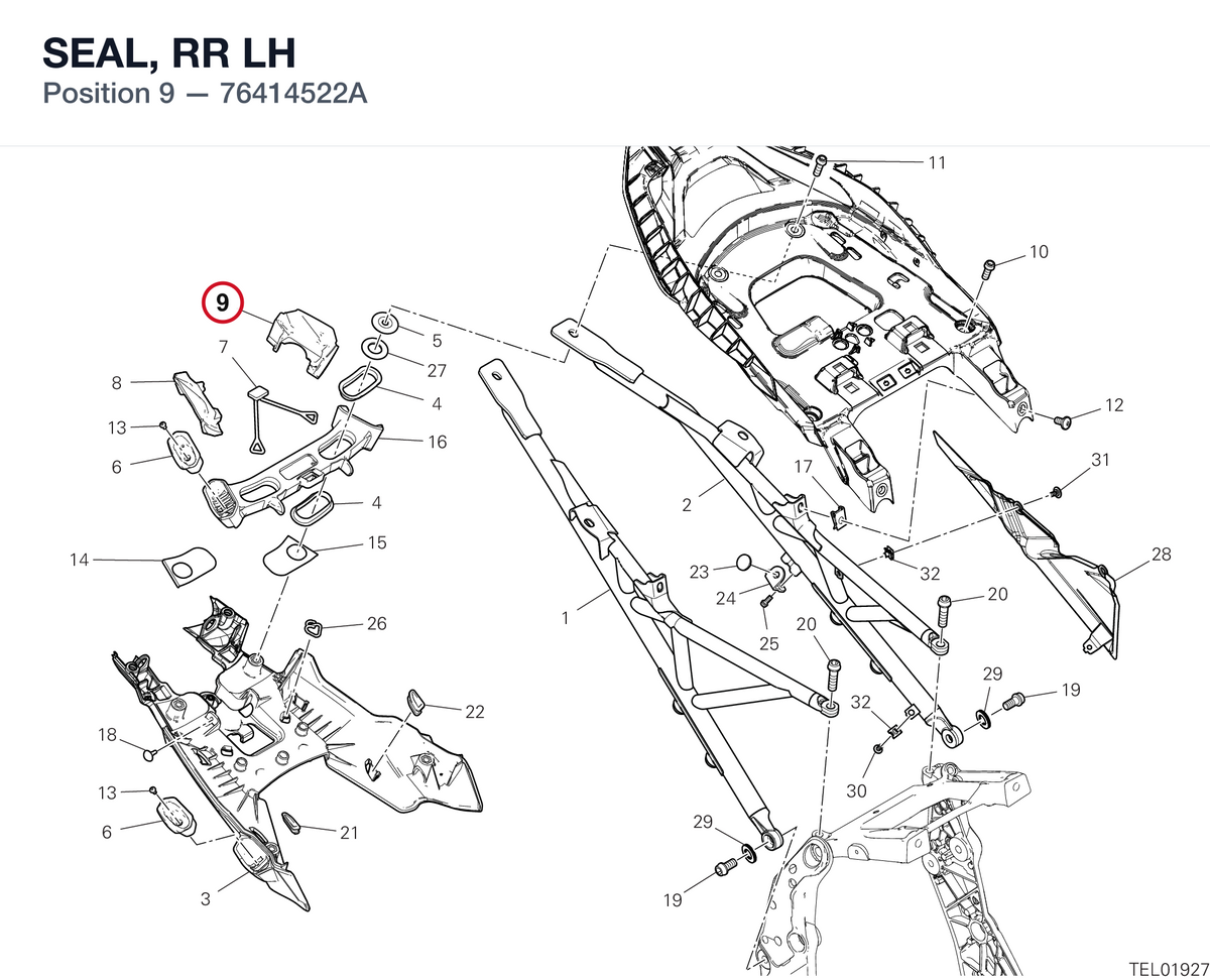 SEAL, RR LH 76414522A diagram position