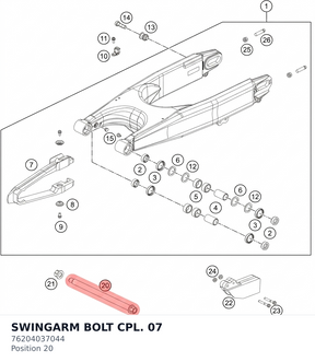 Diagram preview: SWINGARM BOLT CPL.          07 (76204037044)