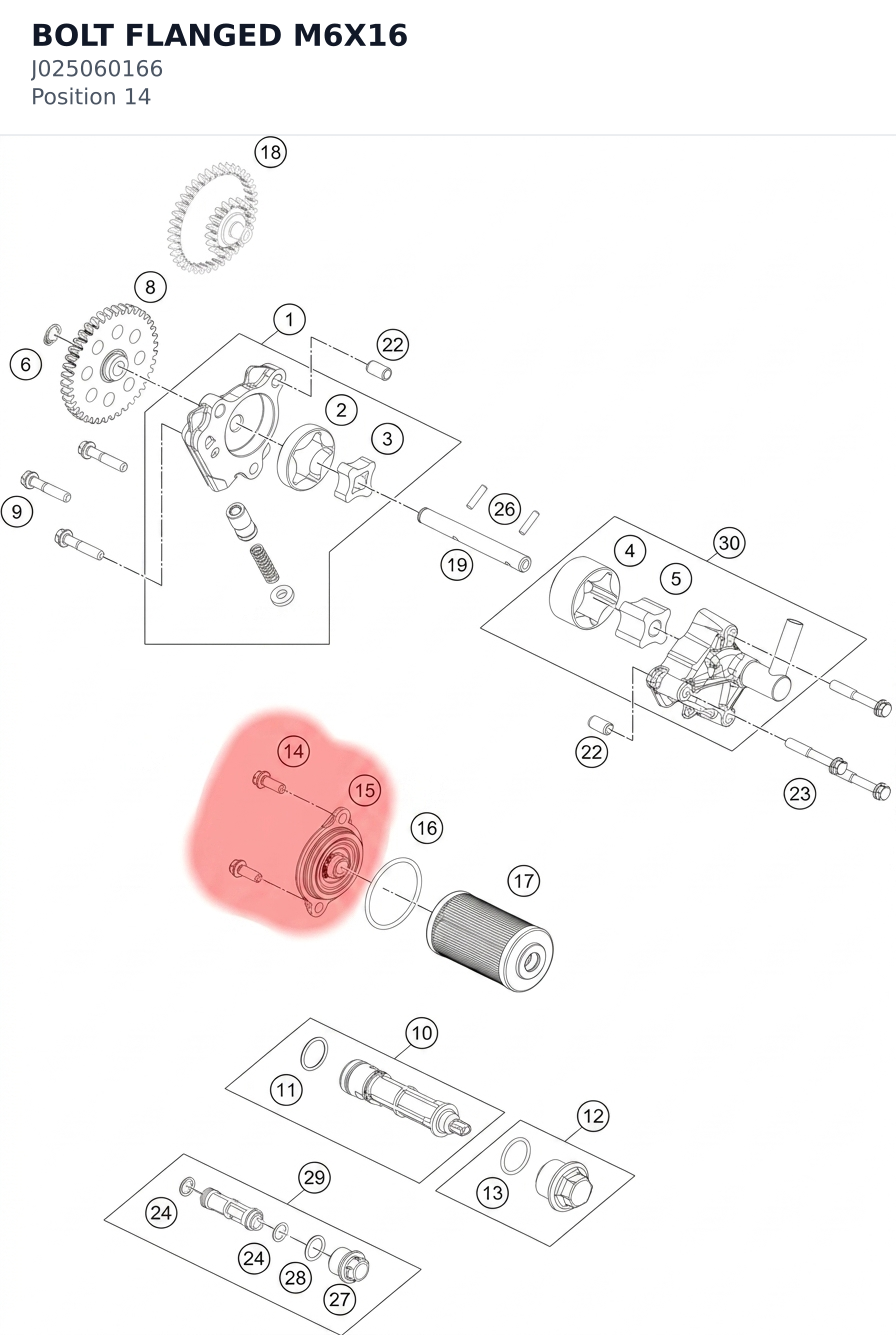 Diagram preview: BOLT FLANGED M6X16 (J025060166)