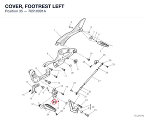 COVER, FOOTREST LEFT 76510091A diagram position