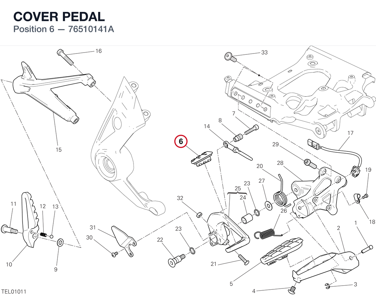 COVER PEDAL 76510141A diagram position