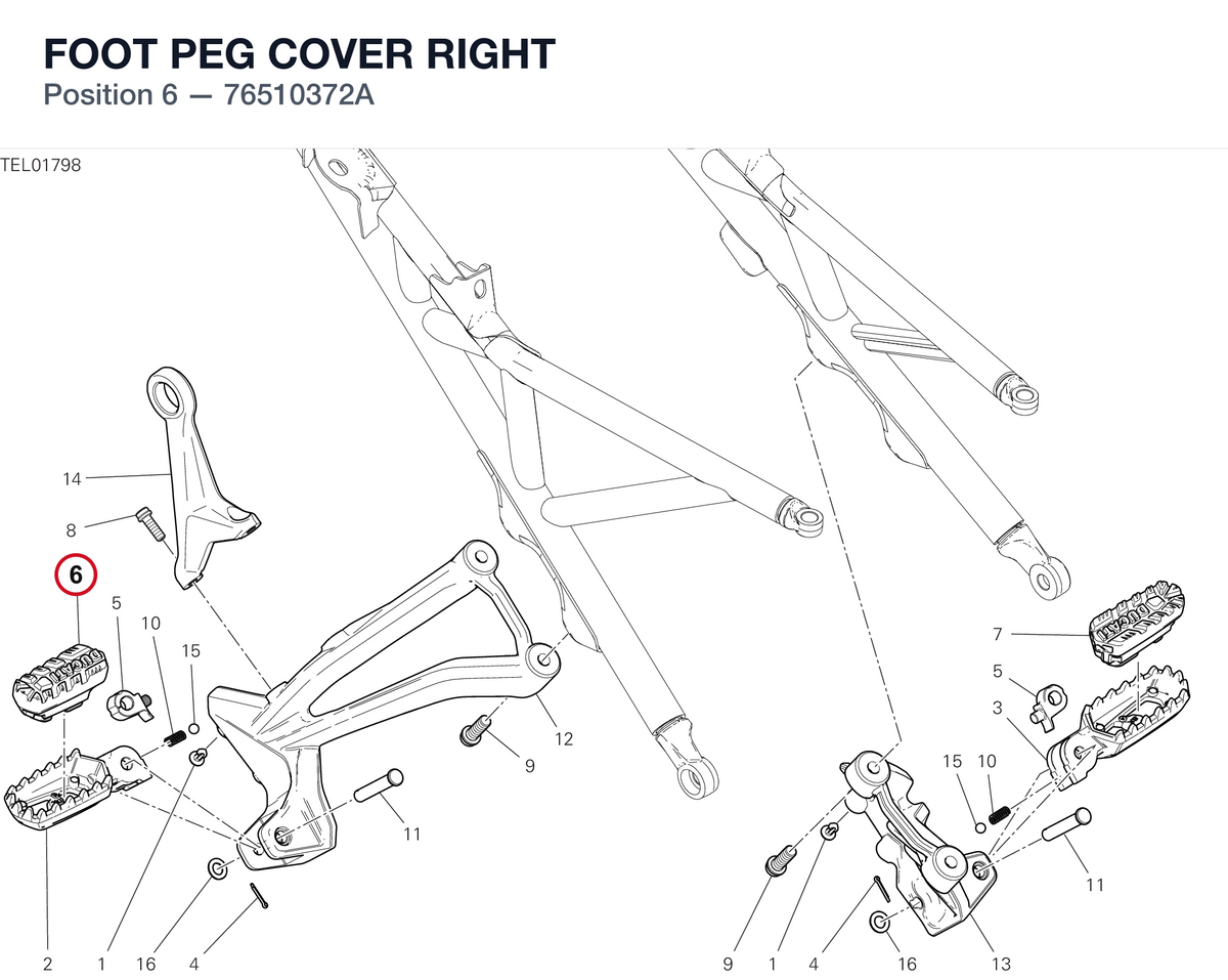 FOOT PEG COVER RIGHT 76510372A diagram position