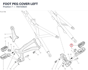 FOOT PEG COVER LEFT 76510382A diagram position