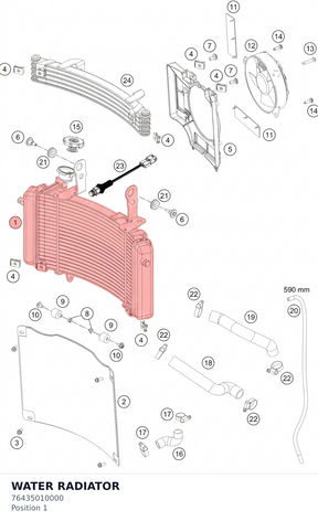 Diagram preview: WATER RADIATOR (76435010000)