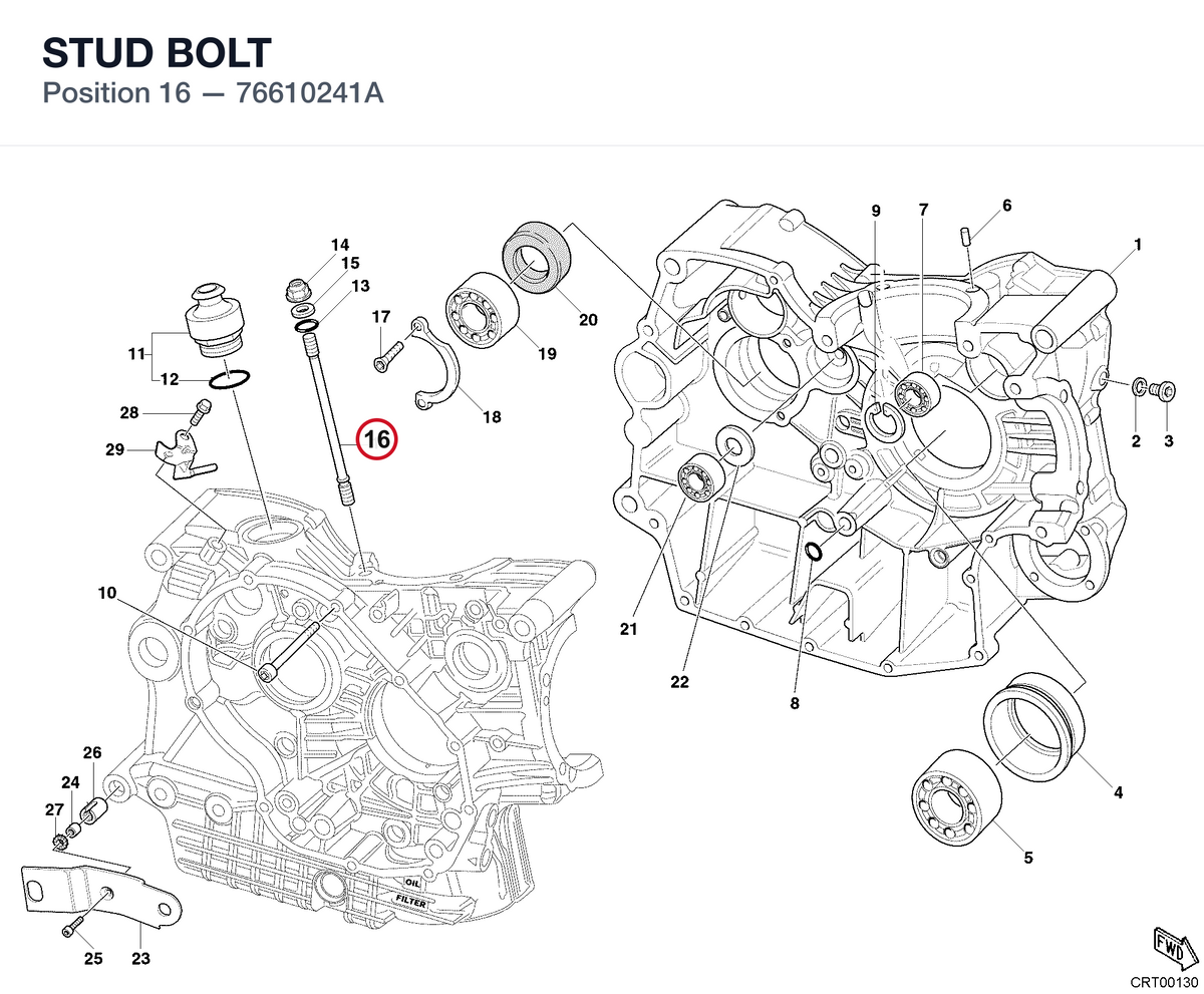 STUD BOLT 76610241A diagram position