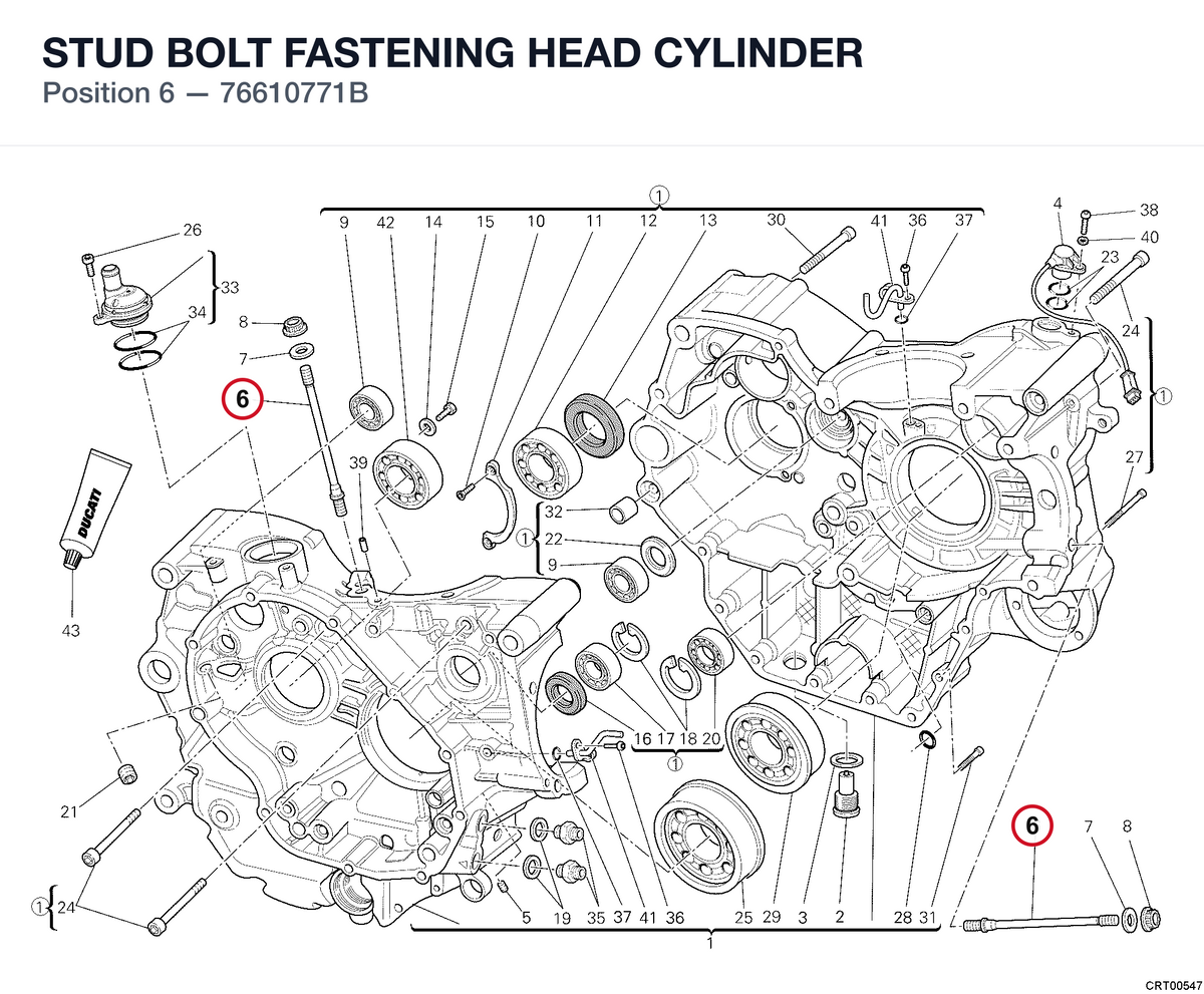 STUD BOLT FASTENING HEAD CYLINDER 76610771B diagram position