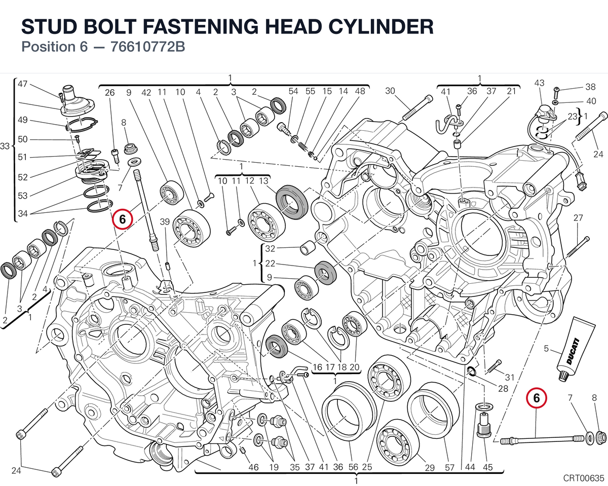 STUD BOLT FASTENING HEAD CYLINDER 76610772B diagram position