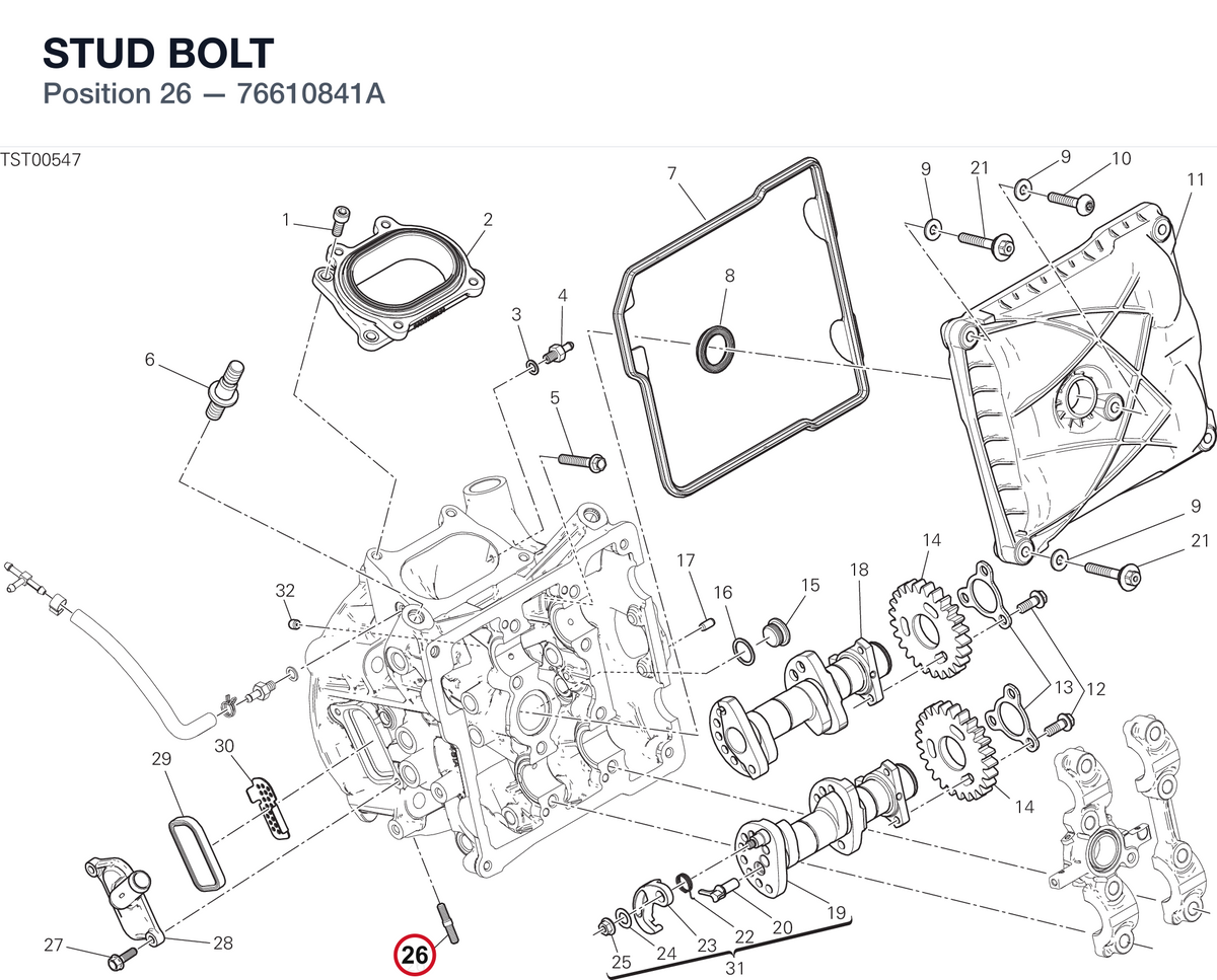 STUD BOLT 76610841A diagram position