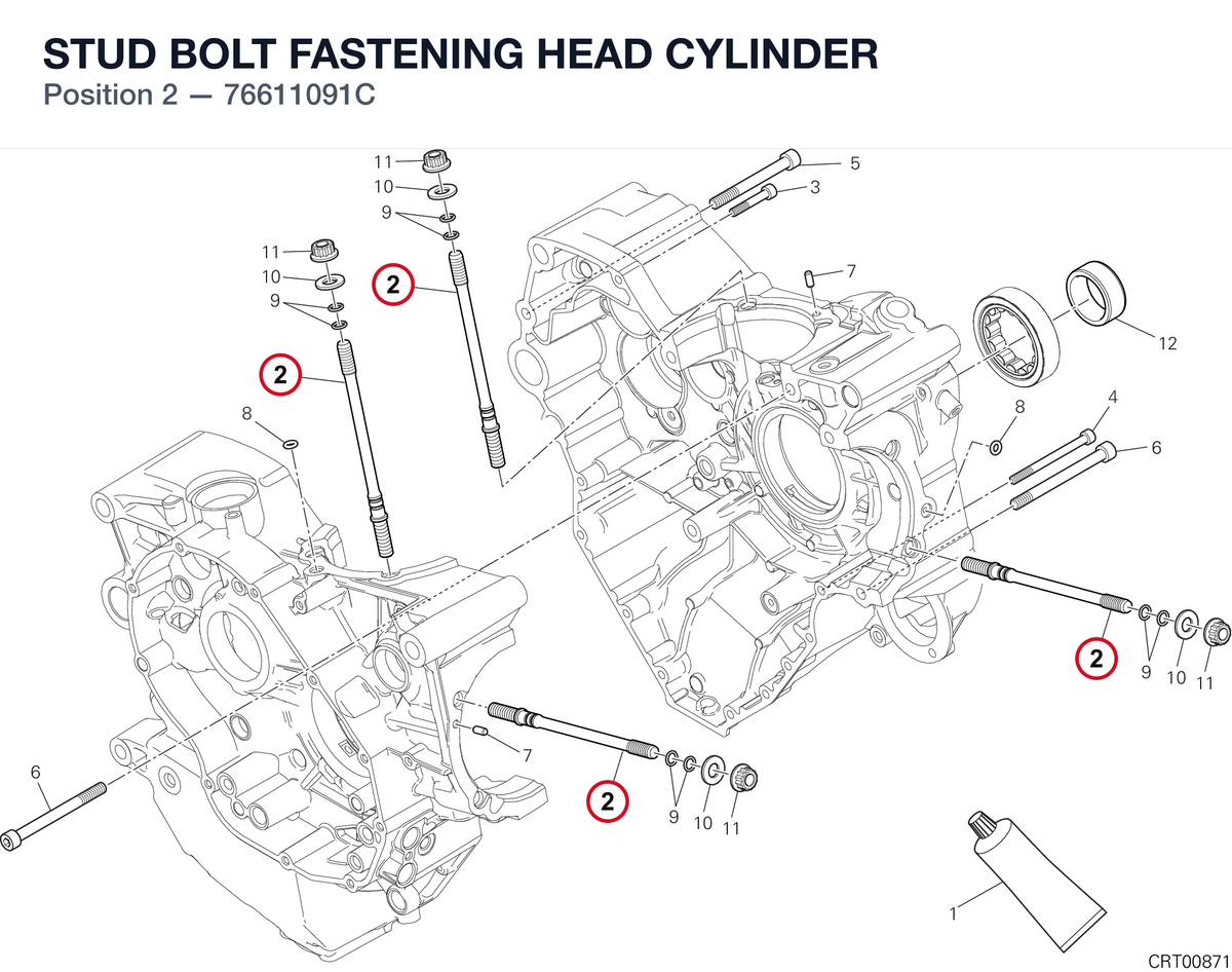 STUD BOLT FASTENING HEAD CYLINDER 76611091C diagram position