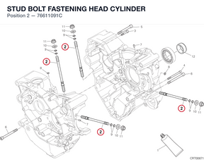 STUD BOLT FASTENING HEAD CYLINDER 76611091C diagram position
