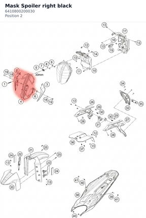 Diagram preview: Mask Spoiler right black (6410800200030)