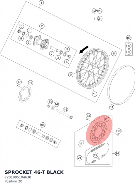 Diagram preview: SPROCKET 46-T BLACK (7201005104630)