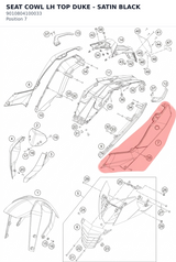 Diagram preview: SEAT COWL LH TOP DUKE - SATIN BLACK (9010804100033)