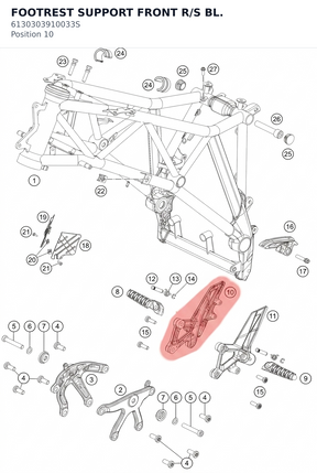 Diagram preview: FOOTREST SUPPORT FRONT R/S BL. (6130303910033S)