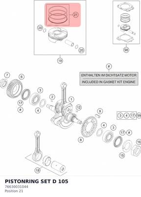 Diagram preview: PISTONRING SET D 105 (76630031044)