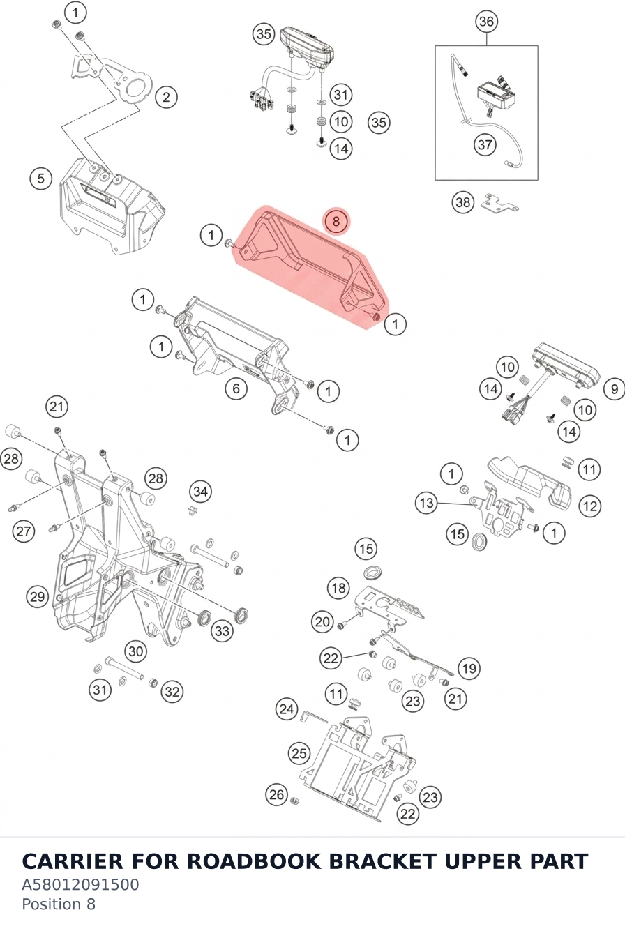 Diagram preview: CARRIER FOR ROADBOOK BRACKET UPPER PART (A58012091500)