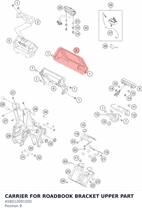 Diagram preview: CARRIER FOR ROADBOOK BRACKET UPPER PART (A58012091500)
