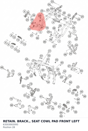 Diagram preview: RETAIN. BRACK., SEAT COWL PAD FRONT LEFT (63503002093)