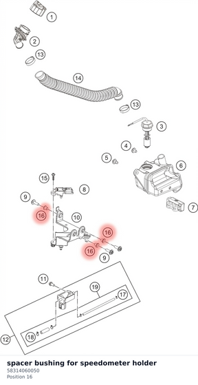 Diagram preview: spacer bushing for speedometer holder (58314060050)