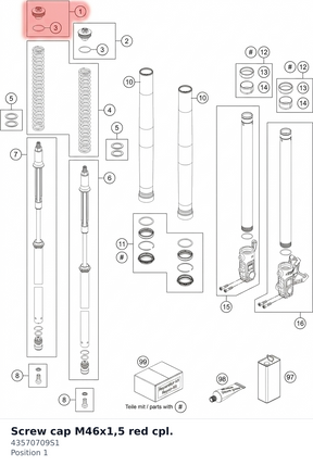 Diagram preview: Screw cap M46x1,5 red cpl. (43570709S1)