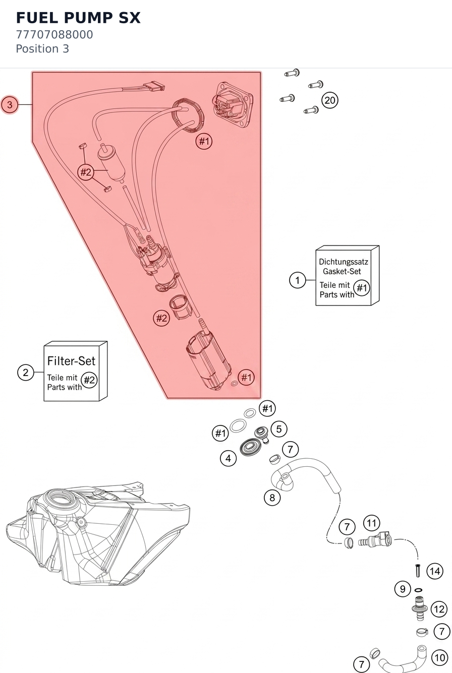 Diagram preview: FUEL PUMP SX (77707088000)