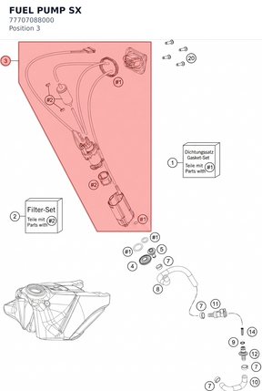 Diagram preview: FUEL PUMP SX (77707088000)
