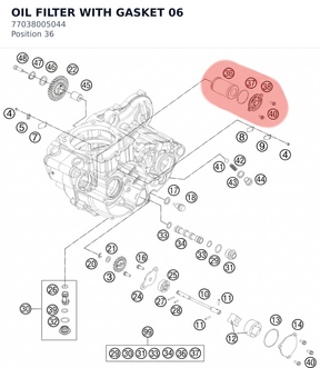 Diagram preview: OIL FILTER WITH GASKET 06 (77038005044)