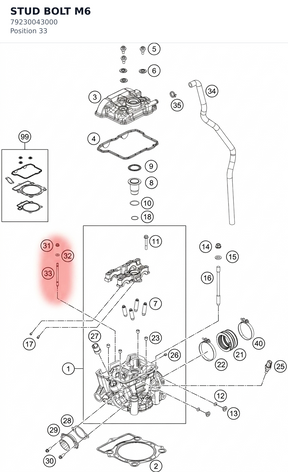 Diagram preview: STUD BOLT M6 (79230043000)