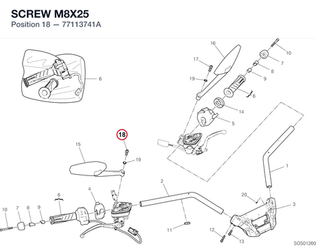 SCREW M8X25 77113741A diagram position