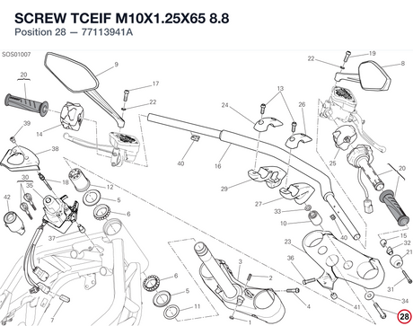 SCREW TCEIF M10X1.25X65 8.8 77113941A diagram position