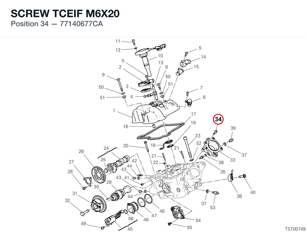 SCREW TCEIF M6X20 77140677CA diagram position